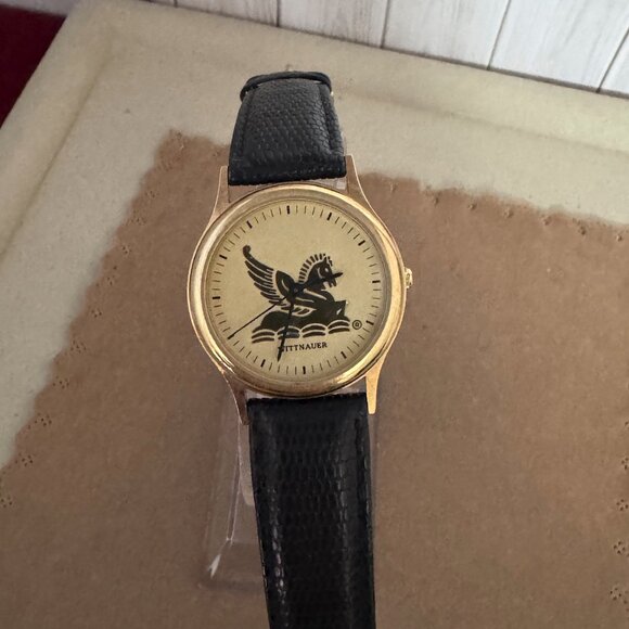 Vintage Wittnauer Pegasus Watch Black Leather Strap